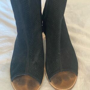 Women's Black Peep-Toe Boots